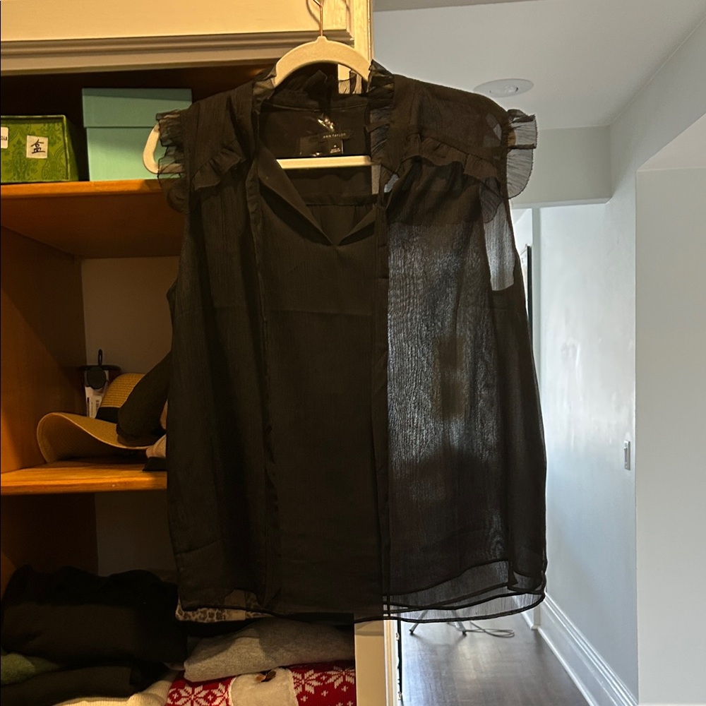 Ann Taylor Black Sheer Blouse